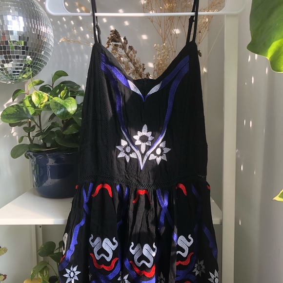 Free People Floral Embroidered Tank Sun Dress M - Picture 2 of 6